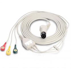 Edan Cable de ECG de 3 Derivaciones con Cables Conductores, Snap (AHA) Edan, cable, ECG, 3 derivaciones, cables conductores, snap